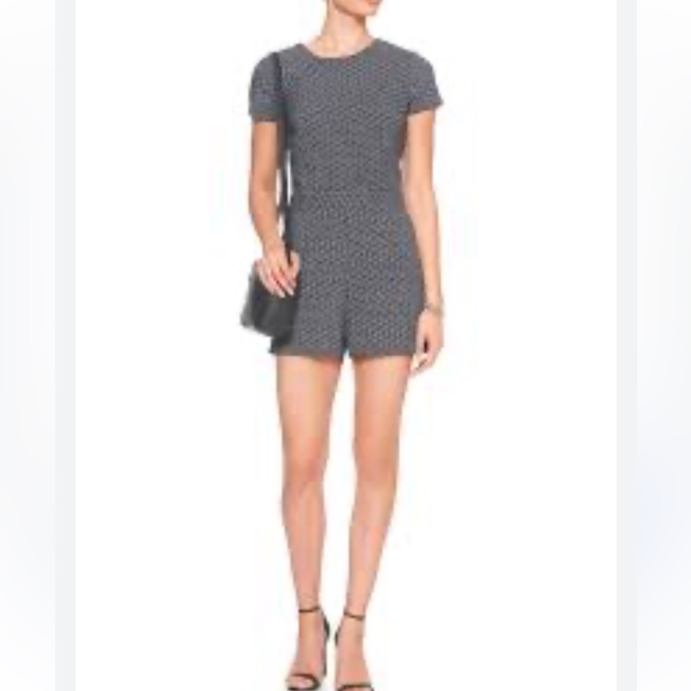 Banana Republic Black and White Geometric tailored Romper- worn twice